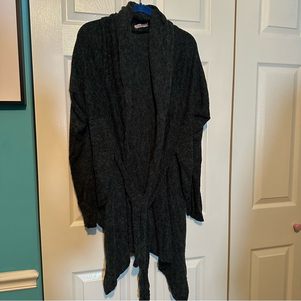 Own It Cozy Black Women's Sweater Cardigan With Ties Front Size Small‎